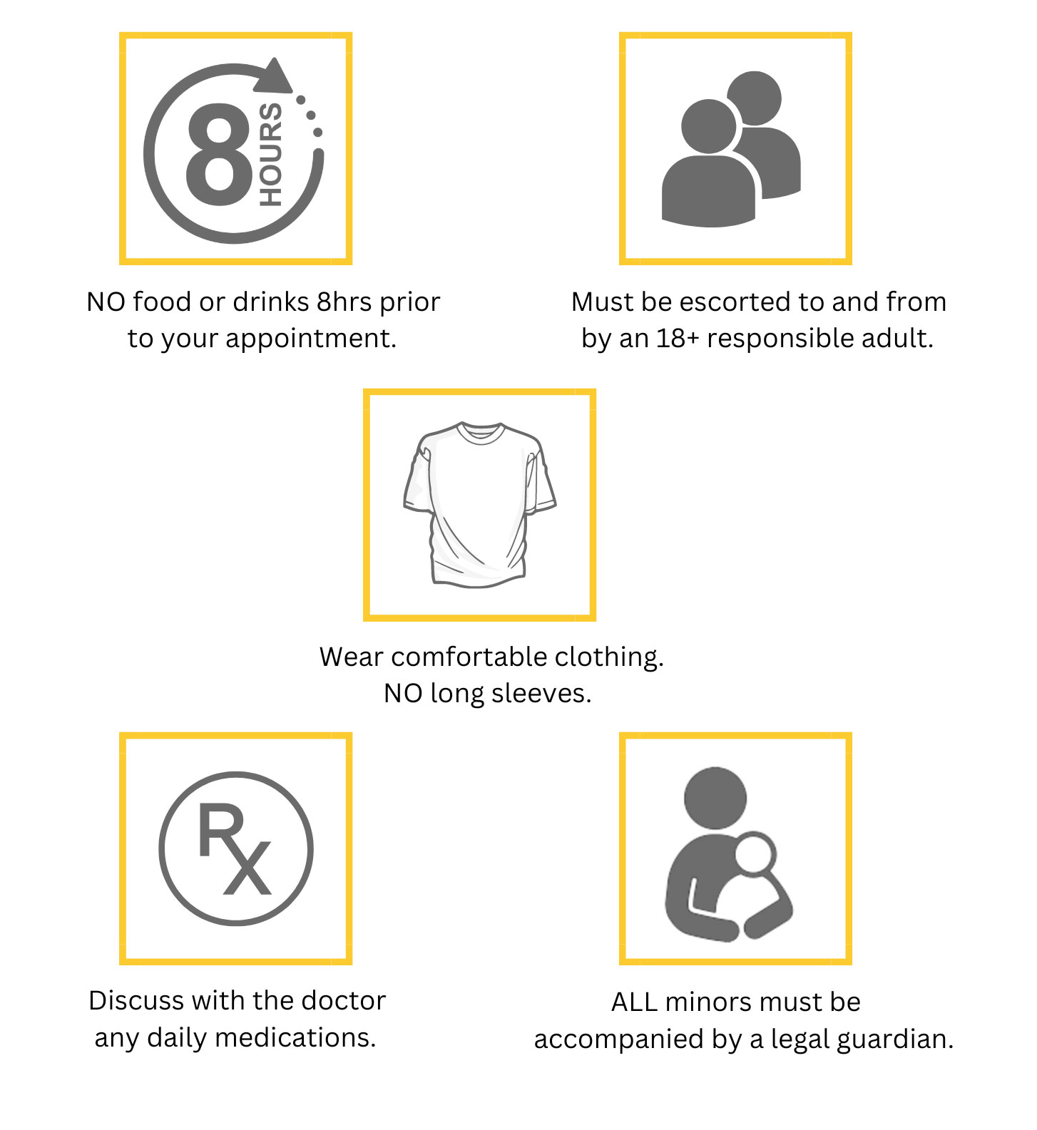 Mansfield Oral Surgery pre-sedation instructions infographic explaining the few steps patients should take before their appointment that may require IV Sedation