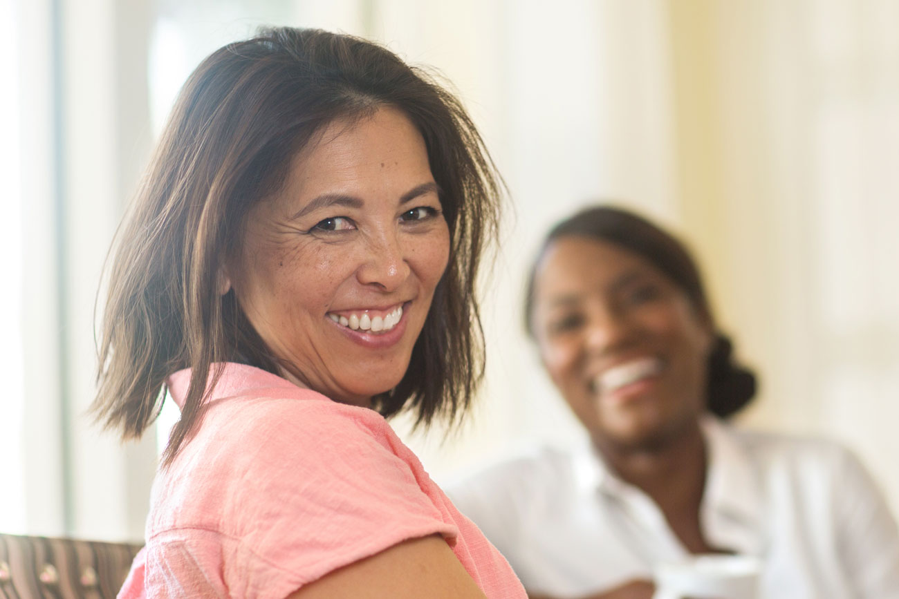 Smiling blonde woman