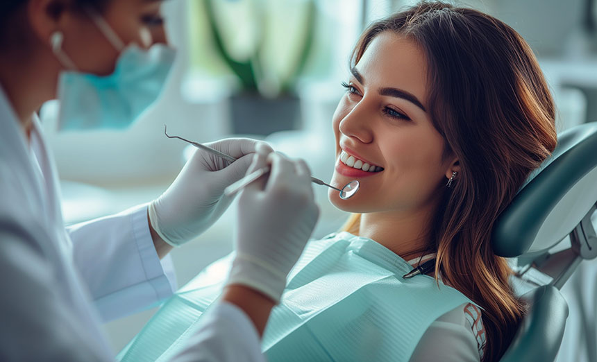Dentist examining female patient Dentist examining female patient